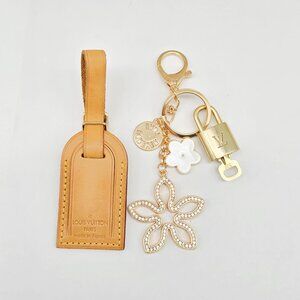 Authentic Louis Vuitton Luggage Nametag and Gold Padlock with Unbranded Keycharm
